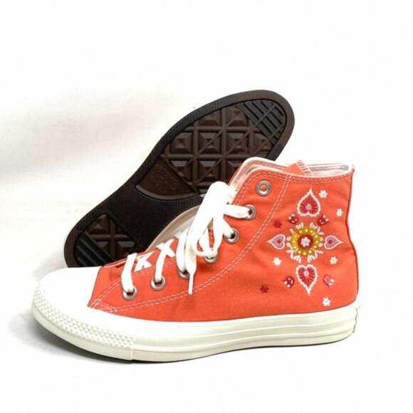 Converse Ctas High Top Shoes For Women Orange A02203F Canvas Casual Sneakers - Picture 9 of 11